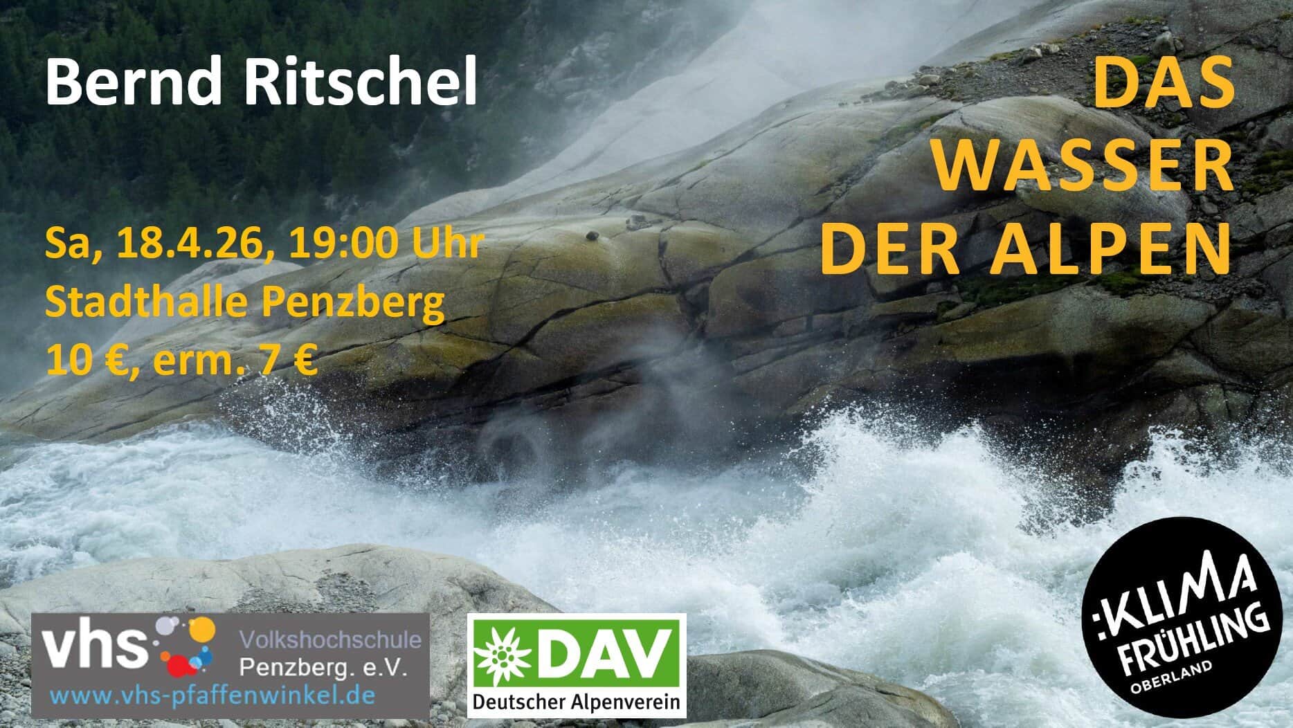 Mehr über den Artikel erfahren Klimafrühling Vortrag „Das Wasser der Alpen“